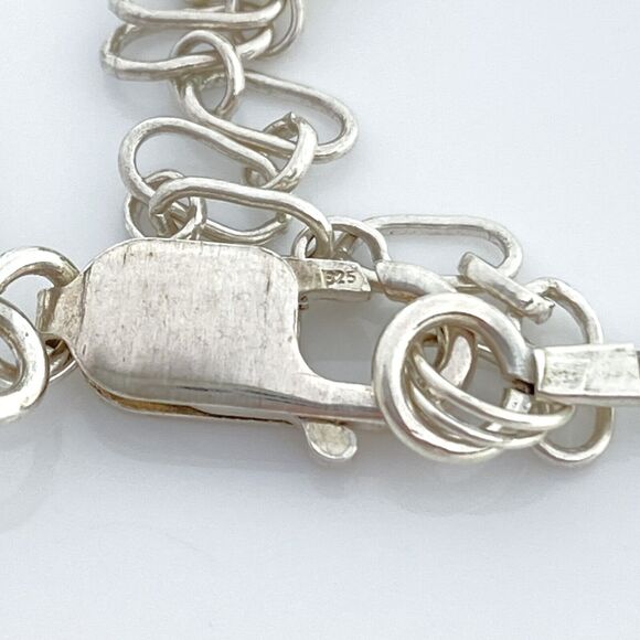 Vintage Sterling Silver 925 3-Strand Yellow Cat’s Eye Glass Bead Necklace 17.5” - Picture 3 of 4